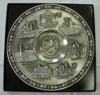 Sběratelský cínový talíř od Zinn-Becker, 95 % cínu, dva kusy