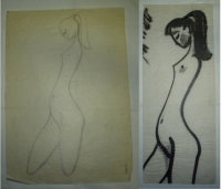 Akt – žena stojící, dvoudílné, originál B. Forman, 1961