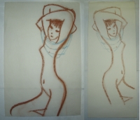 Akt – žena se šátkem, dvoudílné, originál B. Forman, 1961