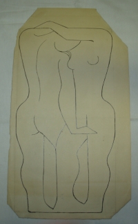 Akt, vzor pro jeden předmět v sekci tepané plechy, originál B. Forman  