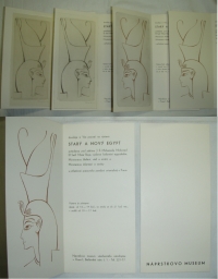 Sada 6-ti pozvánek na výstavu STARÝ A NOVÝ EGYPT v Náprstkově muzeu v Praze, 1949