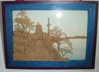 Krajina ze dřeva (motiv voda a věž)